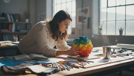 Designer studies 3D colour wheel model